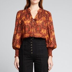 Ulla Johnson Anita Bishop Sleeve Blouse in Ember Size 6